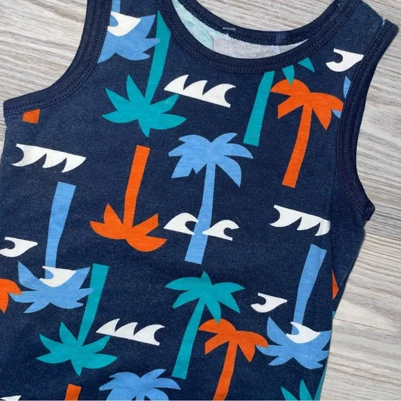 Garanimals Baby Boys Tank Onesie 24 Months Blue Palm Tree Wave Print - Picture 2 of 3